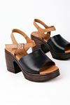 Rigel Kadın Hakiki Deri Tek Bantlı Topuklu Ayakkabı-siyah