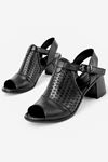 Zamzam Kadın Hakiki Deri Delik Detaylı Topuklu Ayakkabı-siyah