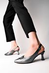 Taylor V Metal Arkası Açık Kadın Topuklu Ayakkabı-ANTRASİT