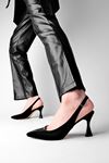Shay Dalgalı Kadın Topuklu Ayakkabı-siyah