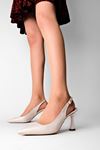 Shay Dalgalı Kadın Topuklu Ayakkabı-Krem