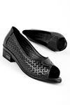 Groles Önü Açık Kadın Hakiki Deri Günlük Ayakkabı-siyah