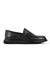 Tegan Erkek Hakiki Deri Bant Detaylı Günlük Ayakkabı-siyah