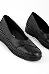Lescel Kadın Hakiki Deri Çapraz Detaylı Günlük Ayakkabı-siyah