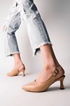 Best Ön Kısmı V-Arkası Açık Kadın Topuklu Ayakkabı-Nude