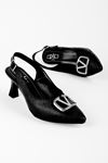 Taylor V Metal Arkası Açık Kadın Topuklu Ayakkabı-siyah