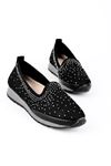Armesa Kadın Minik Taş Detaylı Triko Günlük Ayakkabı-siyah