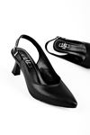 Best Ön Kısmı V-Arkası Açık Kadın Topuklu Ayakkabı-siyah