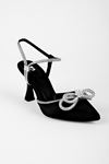 Vane Taşlı Kurdela Kadın Topuklu Ayakkabı-siyah