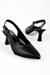 PetunyaArkası Açık Delikli  Kadın Topuklu Ayakkabı-siyah
