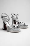 Antares Kadın Bilekten Bağlamalı Topuklu Ayakkabı-Gümüş