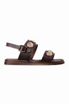 Noste Kadın Metal Detaylı Çift Bantlı Bodrum Sandalet  B4095-Kahverengi